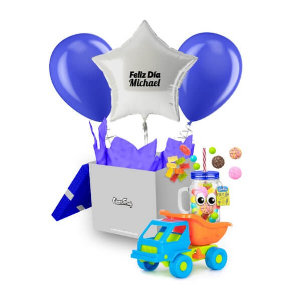 Regalo personalizado para niño, carro de juguete con globos y Mason jar Quito Guayaquil Ecuador